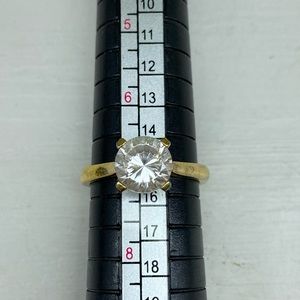 Gold Vermeil PAJ 925 Cz Solitaire Setting With Accents Size 7